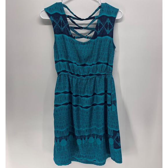 Dress Teal Scoop Neck cris cross back - Picture 3 of 5